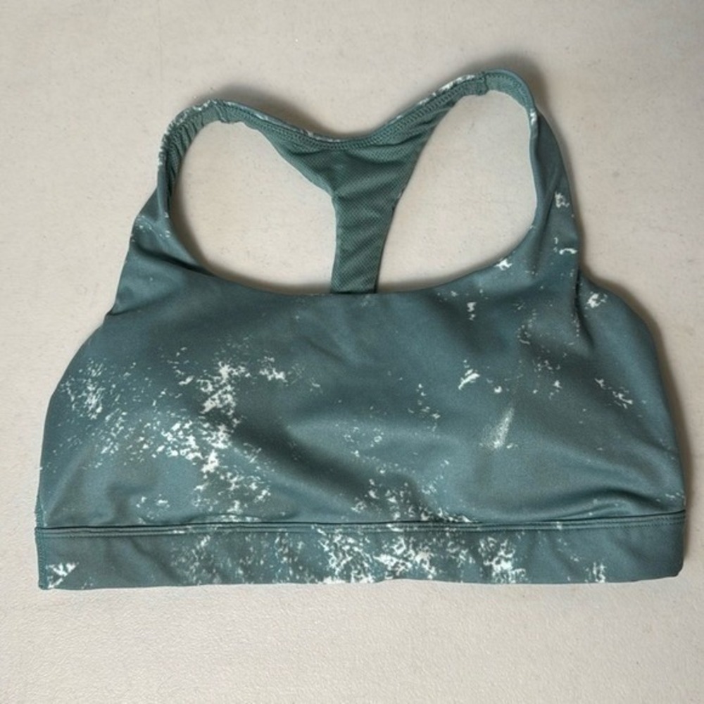 all in motion Women Teal Splatter Print Racerback Sports Bra Medium